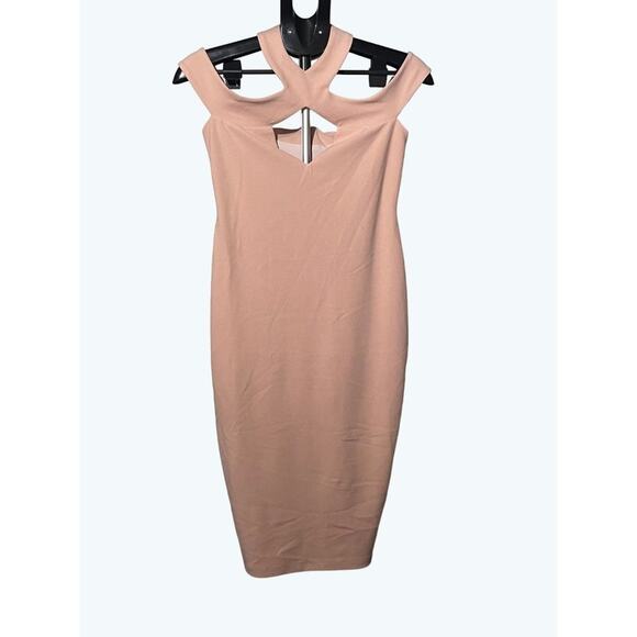 Nookie Hollywood Bodycon Off Shoulder Midi Dress Blush Size Large - Picture 3 of 12